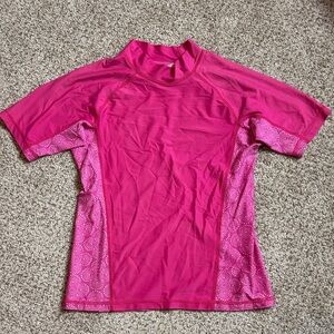 Patagonia Girls Pink Short Sleeve Rash-guard Top Size XL (14) | surf | beach |